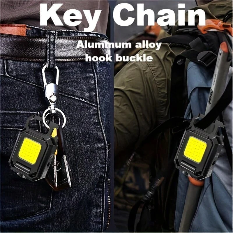 Portable Mini LED Torches, COB Keychain Work Light, 90° Foldable Lamp, IPX5 Waterproof Rechargeable Flashlight with Magnet Base view 6