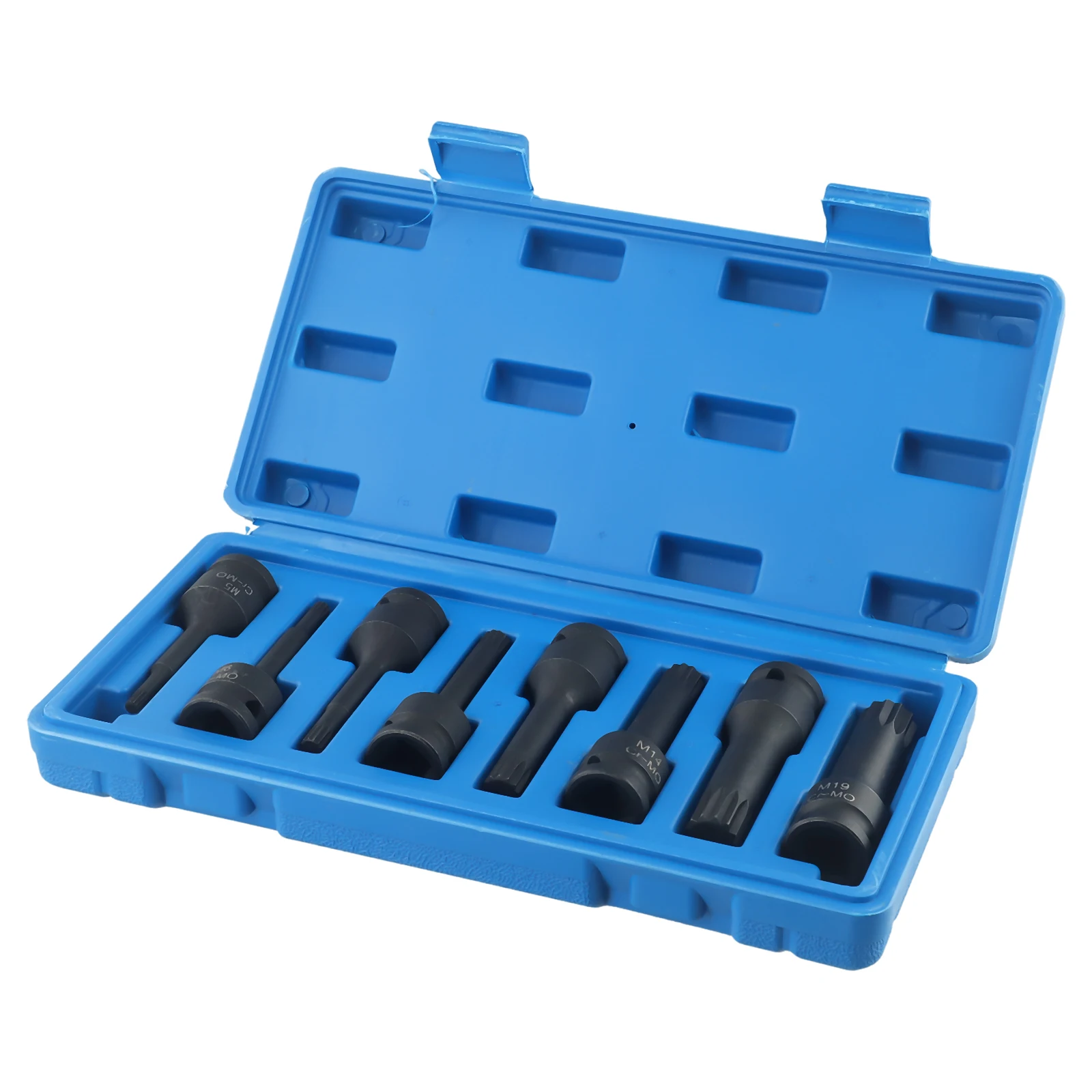 8 Piece 12 Point For Torx Socket Set for 1/2 Inch Square Drive Compatible with Metric Sizes M5 Through For M19