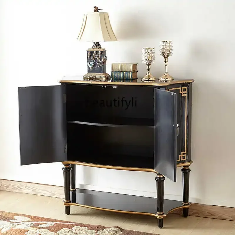 

xzNew Chinese entrance table foyer, European solid wood, corridor decoration, American aisle cabinet