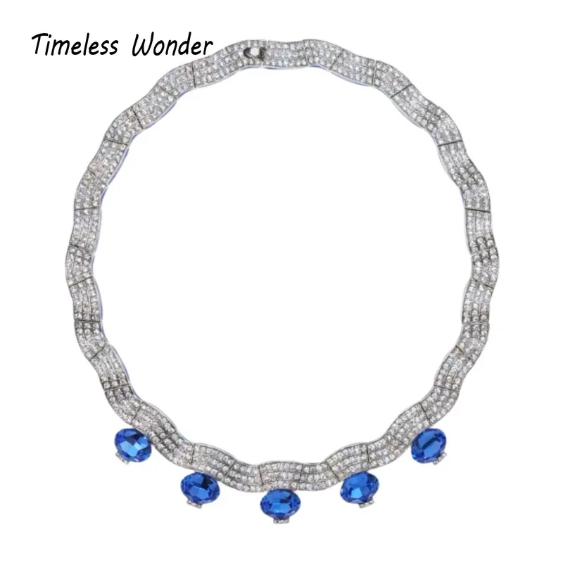 

Timeless Wonder Fancy Zircon Geo Pave Necklace for Women Designer Jewelry Trendy Rare Top Luxury Bride Gift Set Sweet Party 2616