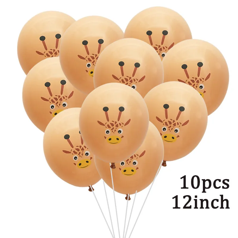 10Pcs 12inch Animal Printed Giraffe Latex Balloons Kids Happy Birthday Party Decoration Baby Shower Jungle Safari Party Supplies