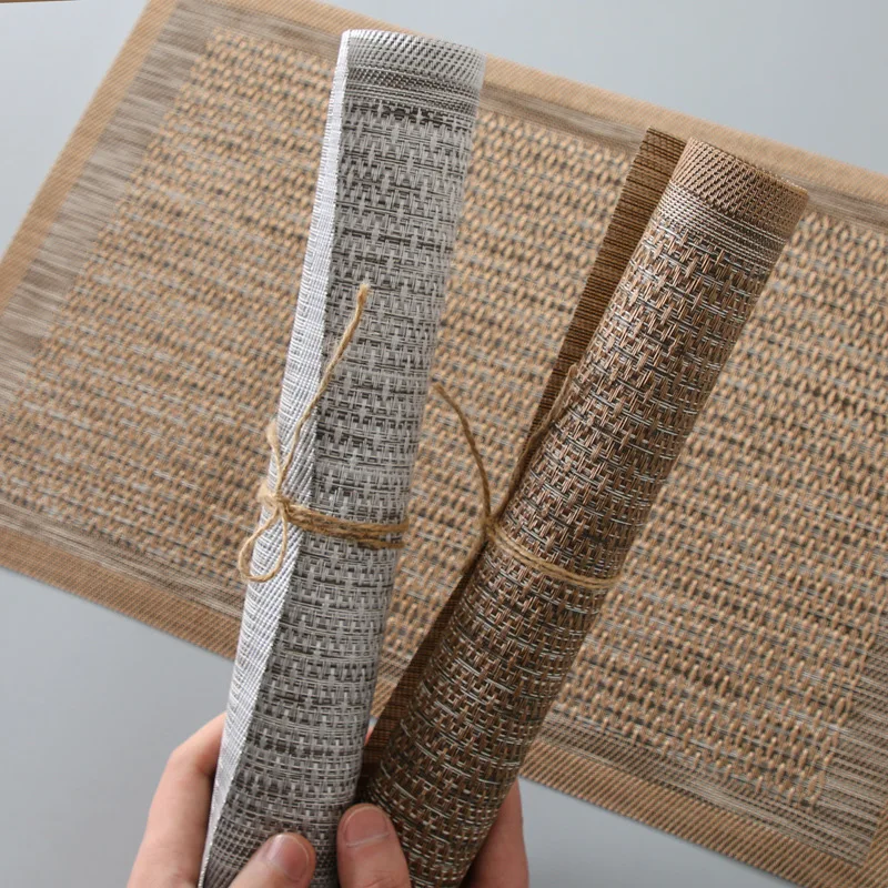 6/4pcs Teslin Placemats European PVC Woven 30x45cm Durable Tableware Pad Dining Table Decorative Mat Coffee Tea Table Coaster
