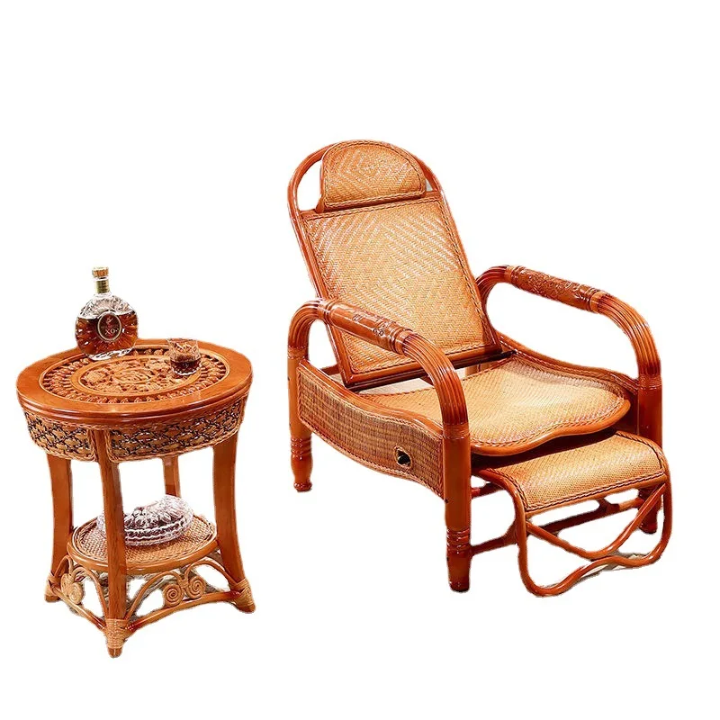 

Rattan chair three-piece set, balcony leisure lunch break rattan armchair
