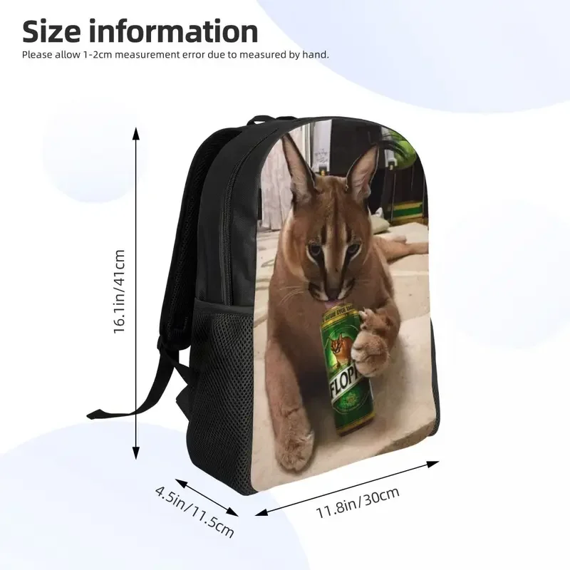 Mochila personalizada grande Floppa Meme para niños y niñas, Caracal Cat, escuela, universidad, bolsas de viaje, bolsa de libros para hombres y mujeres, se adapta a computadora portátil de 15 pulgadas