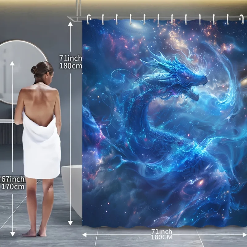 1/4pcs Fantasy Ice Dragon Shower Curtain Set, Decorative Bathroom Set Includes Waterproof Shower Curtain, Non-slip Floor Mat, To