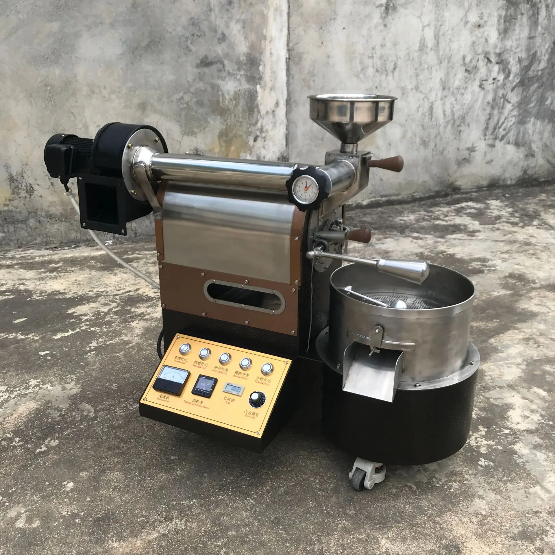 Stainless Steel Electric/Gas 1kg Coffee Bean Roaster Coffee Roasting Machine for Bakery Use Customized