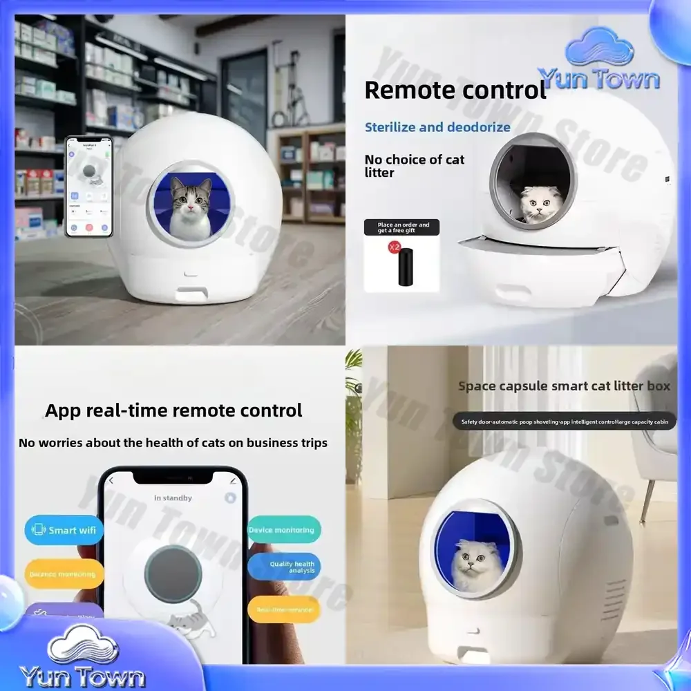 2025 New High Class App Controlled Automatic Cat Litter Box 65L Large Capacity Space Capsule Easy Clean Smart Cat Litter Box