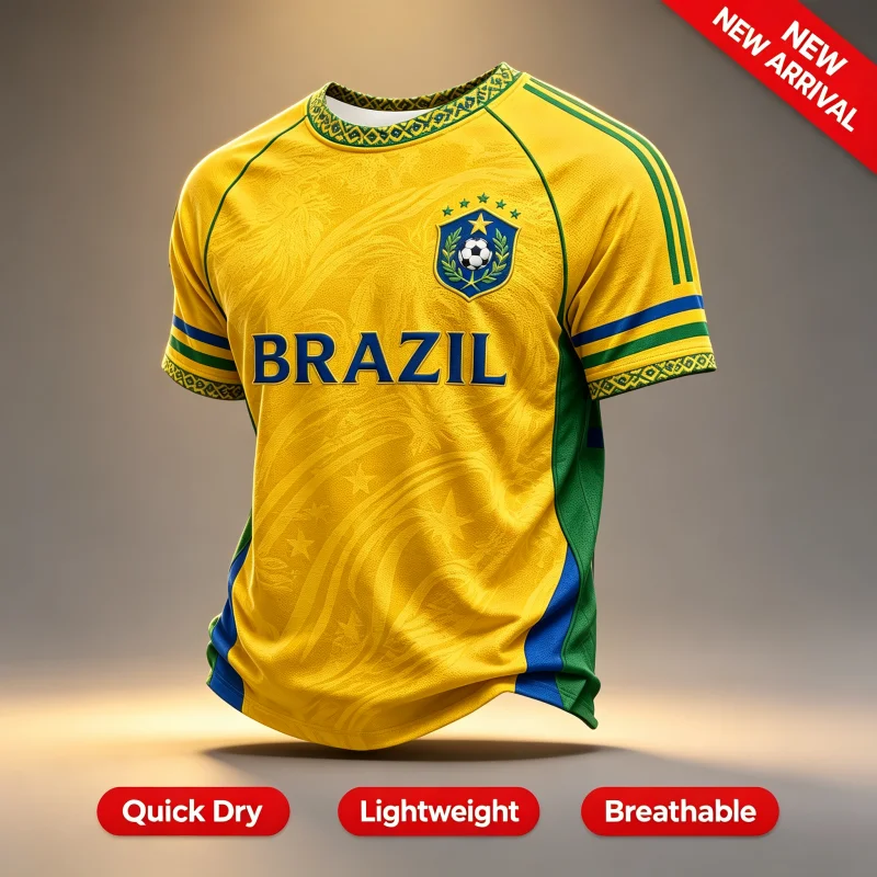 2026 New Brazilian Flag 3D Print Football Jersey Fan Friendly Sports Training Quick Drying T-shirt Parent-child Comfortable