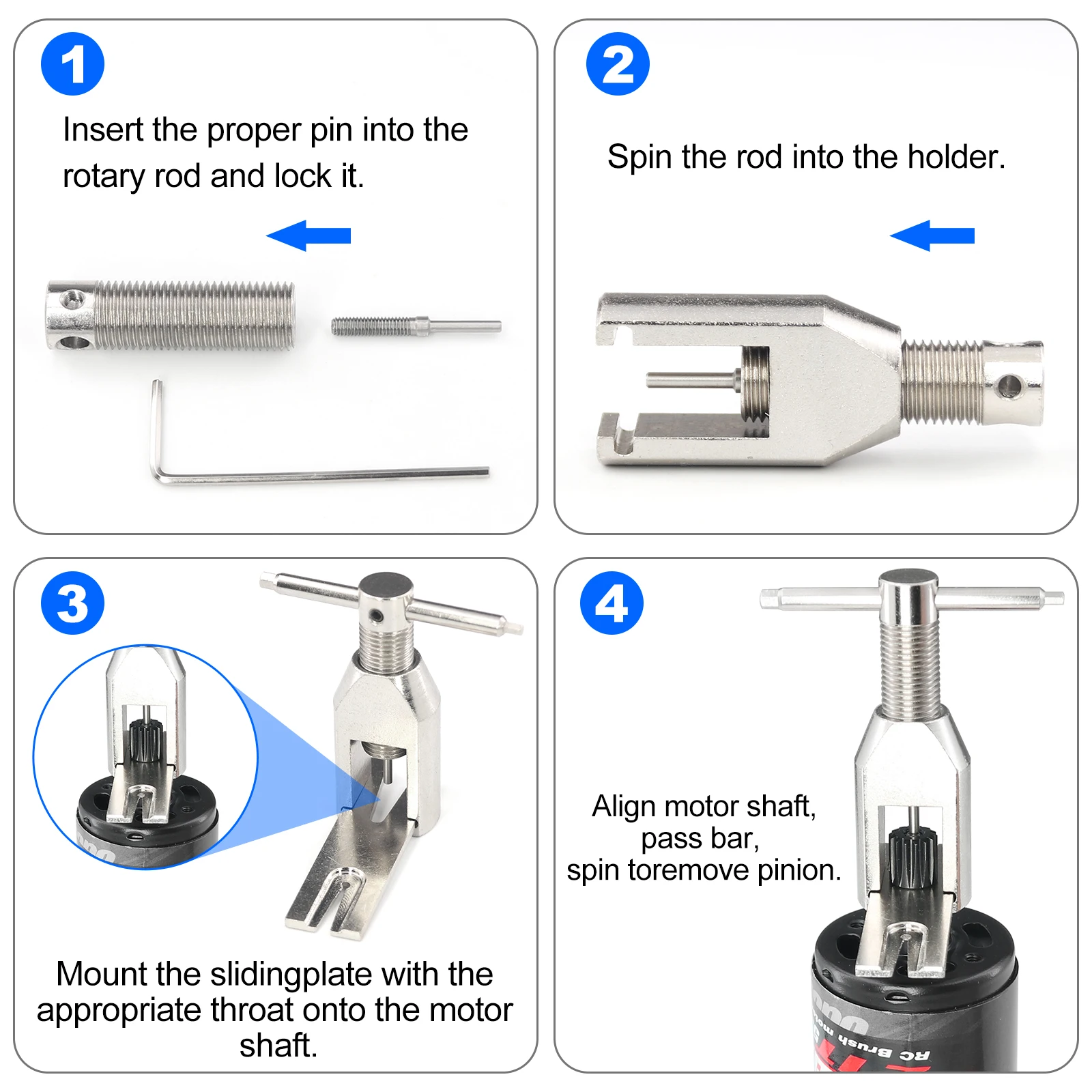 العالمي المعادن 1/16 1/24 RC موتور ترس مجتذب مزيل ل SCX24 RC موتور ترس أجزاء Rc هليكوبتر Rc الطائرة بدون طيار