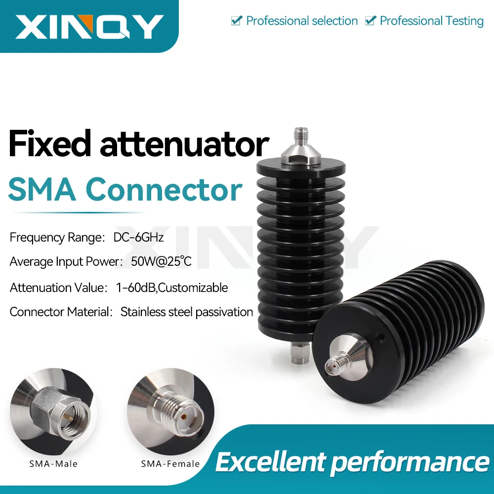 XINQY SMA Fixed Attenuator, 6GHz, 50W, 1dB, 3dB, 5dB, 6dB, 10dB, 20dB, 25dB Signal Power Attenuation