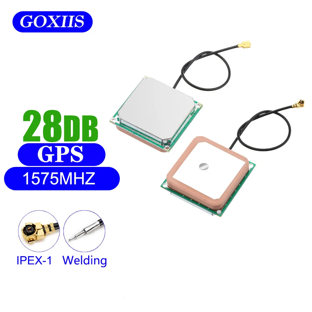 GPS 안테나 고이득 저소음 증폭기, 안정적인 세라믹 안테나, 패치 내부 IPEX-1 용접 커넥터 포함, 1575MHZ 28dB