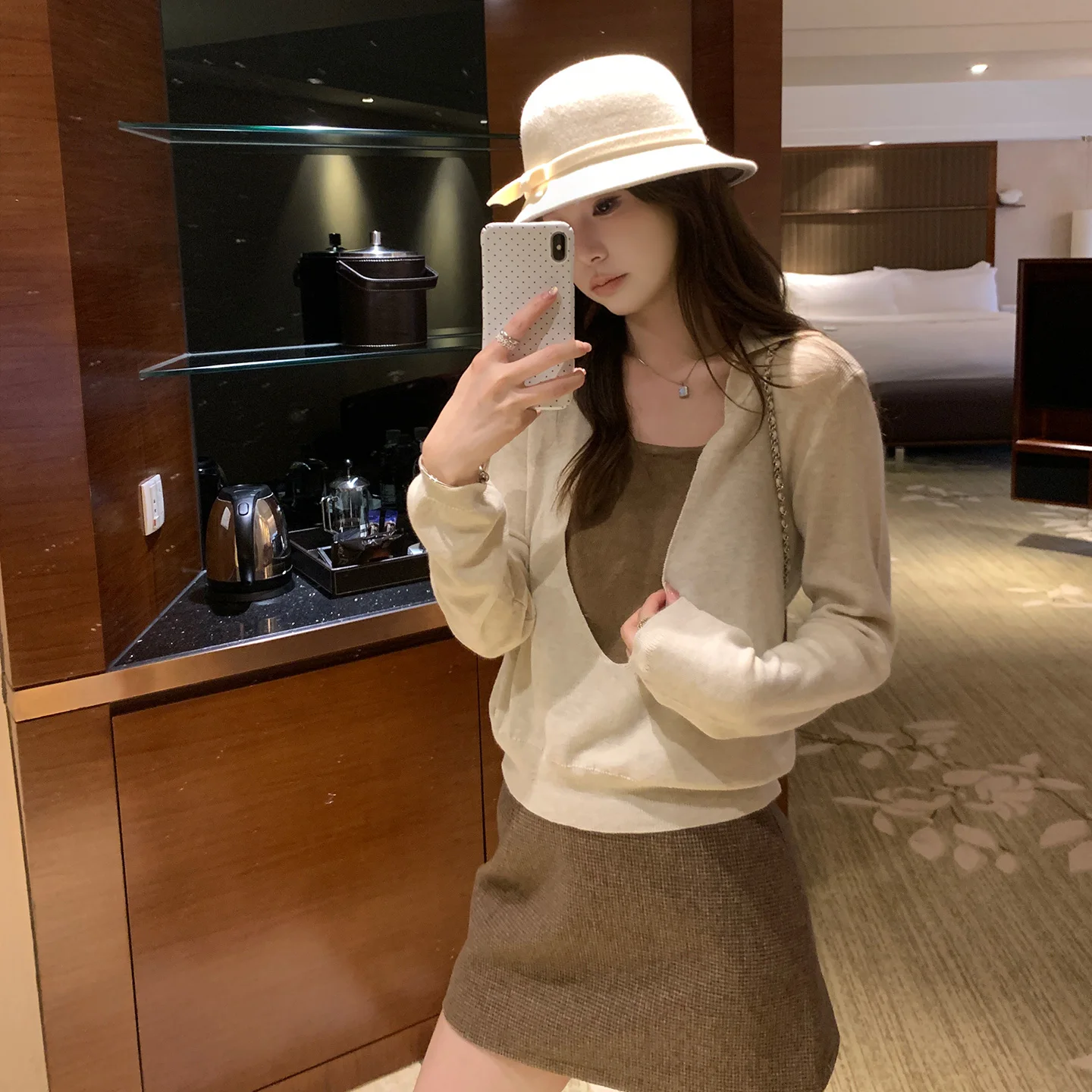 

ANNE OP Осенний вязаный шерстяной свитер с цветными блоками, женский свободный топ в корейском стиле для повседневной носки