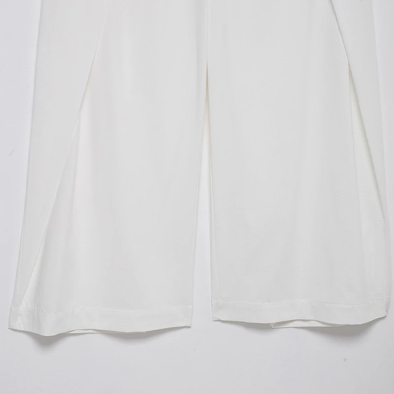 Willshela Pantaloni a gamba larga pieghettati con cerniera frontale bianca moda donna Pantaloni da donna chic a vita media vintage a vita intera