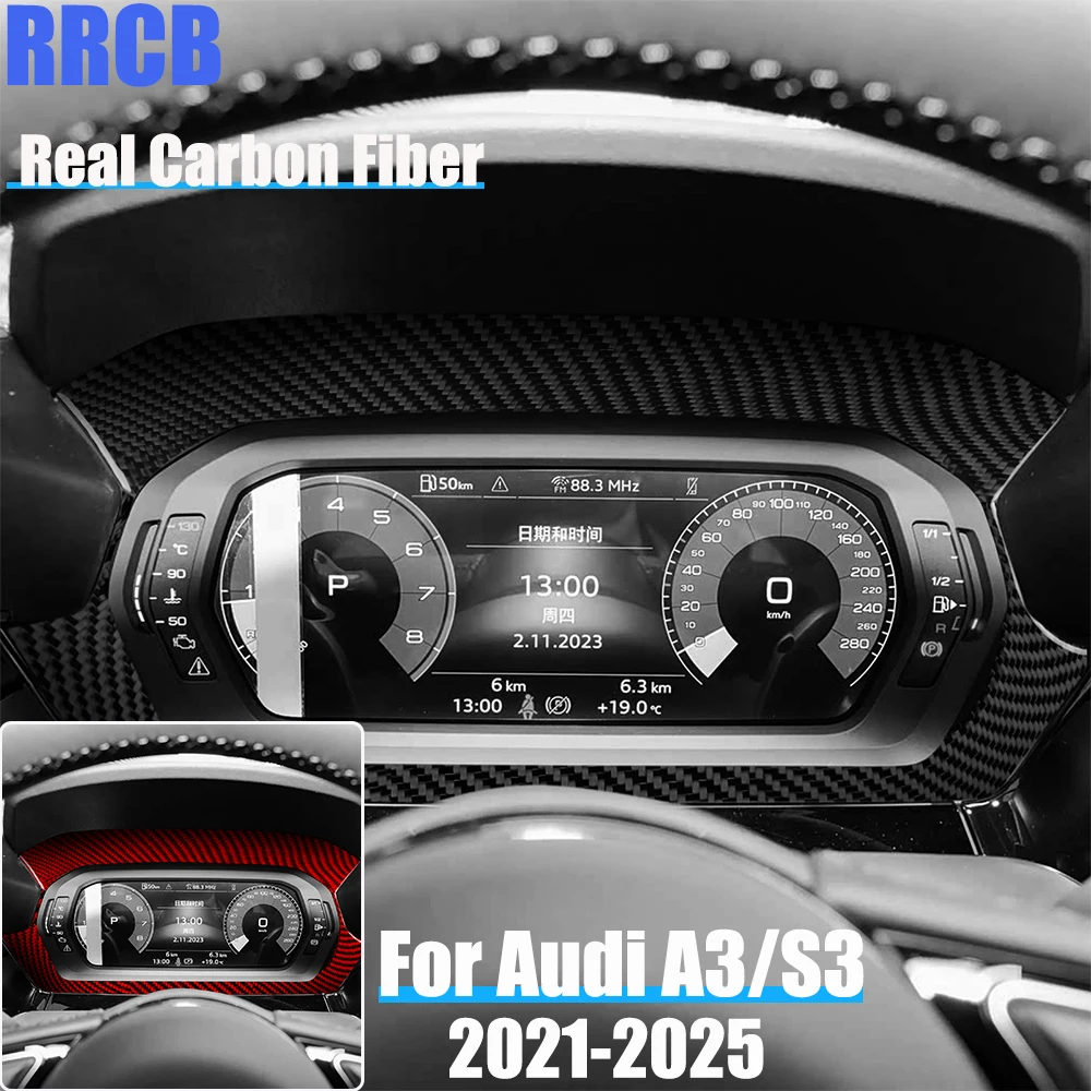 

Настоящее углеродное волокно, автомобильные аксессуары, рамка спидометра, мягкая наклейка, наклейка для Audi A3 S3 8Y 2021 2022 2023 2024 2025