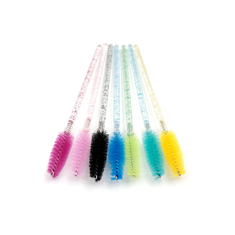 50 Pcs/Pack Disposable Crystal Eyelash Makeup Brush Diamond Handle Mascara Wands Applicator Spoolers Eyelash Extension Supplies