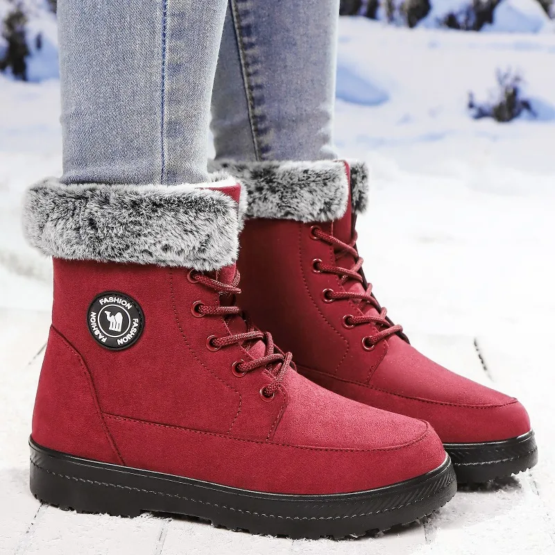 

Winter New Women's Thick Plush Cotton Boots and Mid Top Warm Snow Boots Are Fashionable Trendy and Upgraded for Warmth