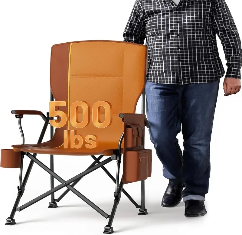 

Authenticity guarantee.Oversized Folding Camping Chair High Back Heavy Duty for Adults with Cup Holder, Side Pocket Cooler Bag O