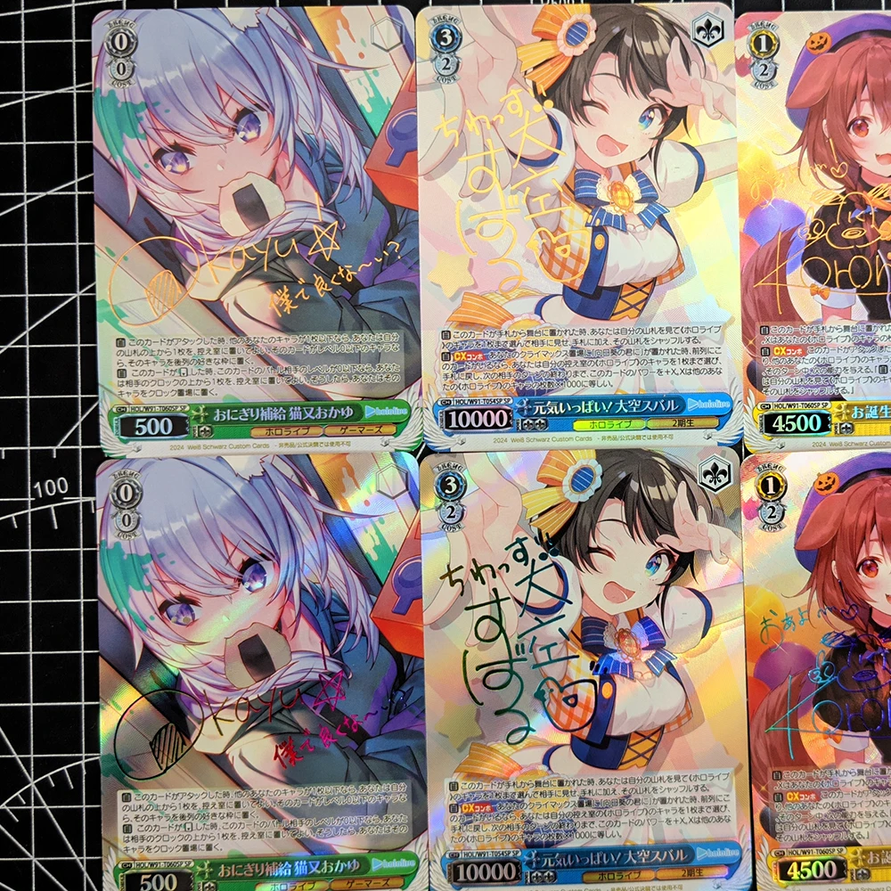 Tarjeta de colección Hololive, tarjeta de firma de Anime Oozora, Subaru, Nekomata, Okayu, Inugami, Korone, bronceado, Color refractivo, Flash,