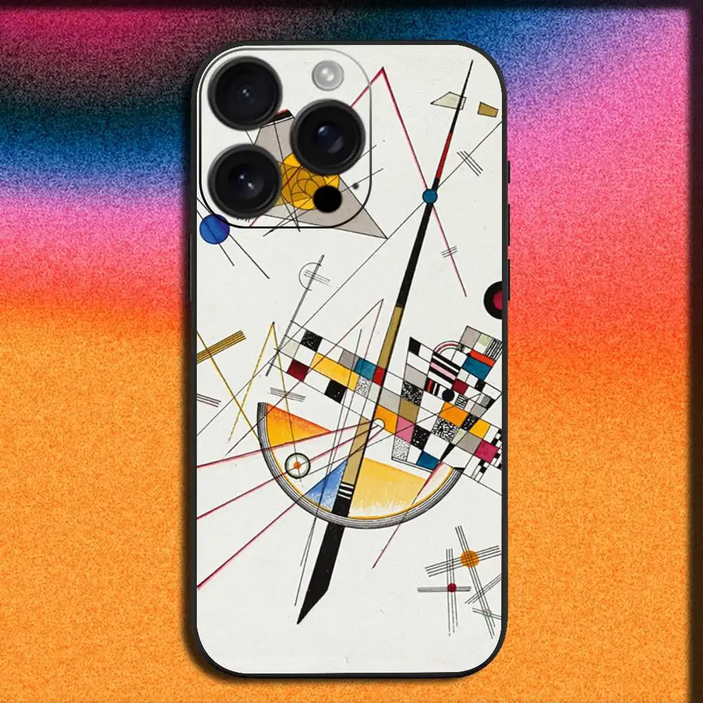 เคสโทรศัพท์ลายศิลปะนามธรรมของวาซิลี คันดินสกี สำหรับ iPhone 17,16,15,14,13,12,Pro,Max,Plus,E,SE4,Air,Mini สีดำ