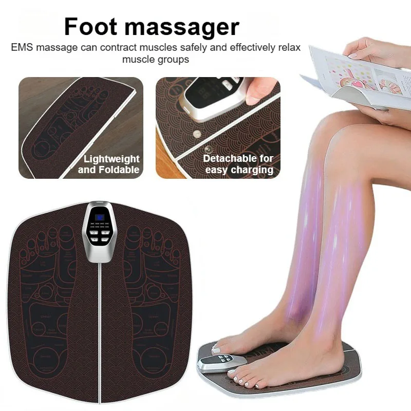 

EMS micro current foot physiotherapy machine, low-frequency pulse foot pad, intelligent acupuncture and moxibustion massager