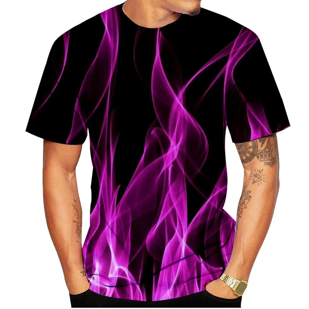 Cool Fire Flame 3D Print T-Shirts Men Women Hip Hop Short Sleeve T Shirt Streetwear Oversized Harajuku Y2k Tees Top Kid Clothing