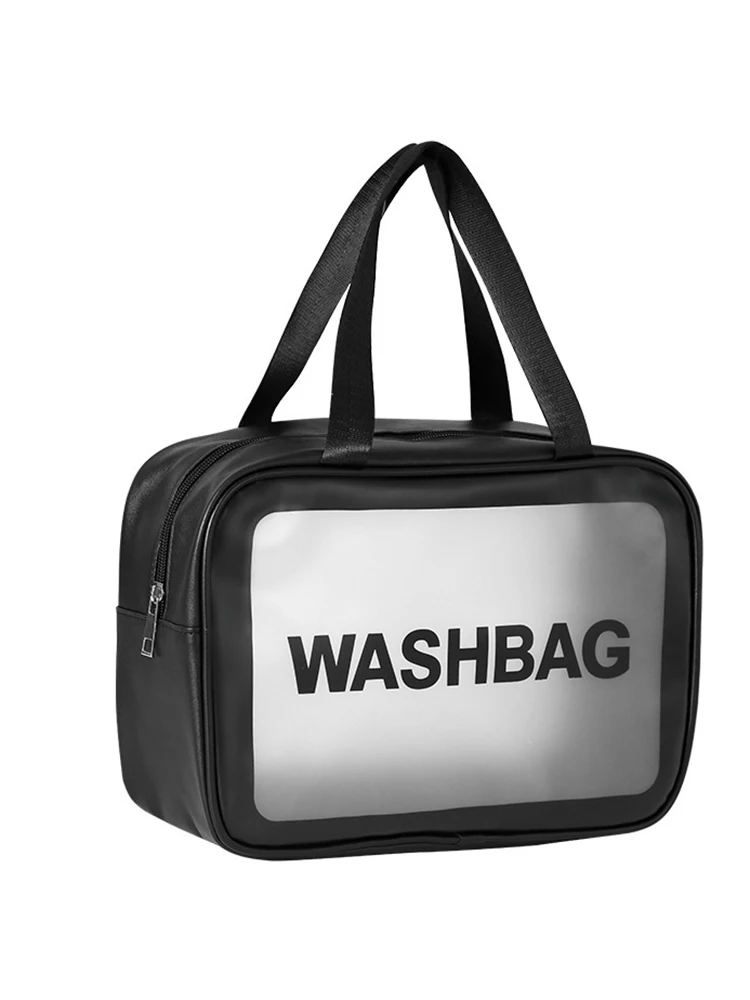 1 Stück PU Transparente Dreiteilige Kosmetik- und Toilettenartikel-Tasche, Große Kapazität PVC Halbtransparente Mattierte Tragbare Aufbewahrungstasche – Detail 10