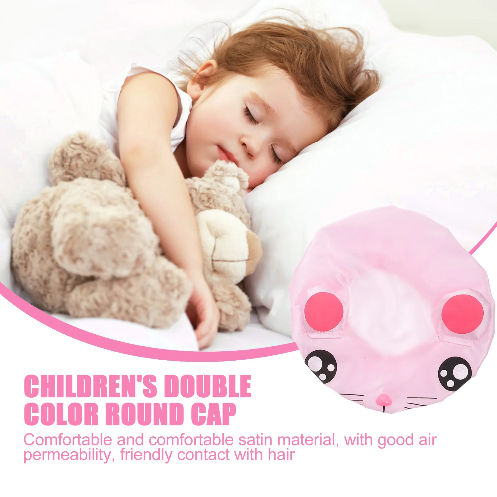 

3pcs Children Bath Cap Cartoon Print Double Layer Waterproof Shower Hat For Kids Toddler Foldable Travel Bathing Cap Elastic