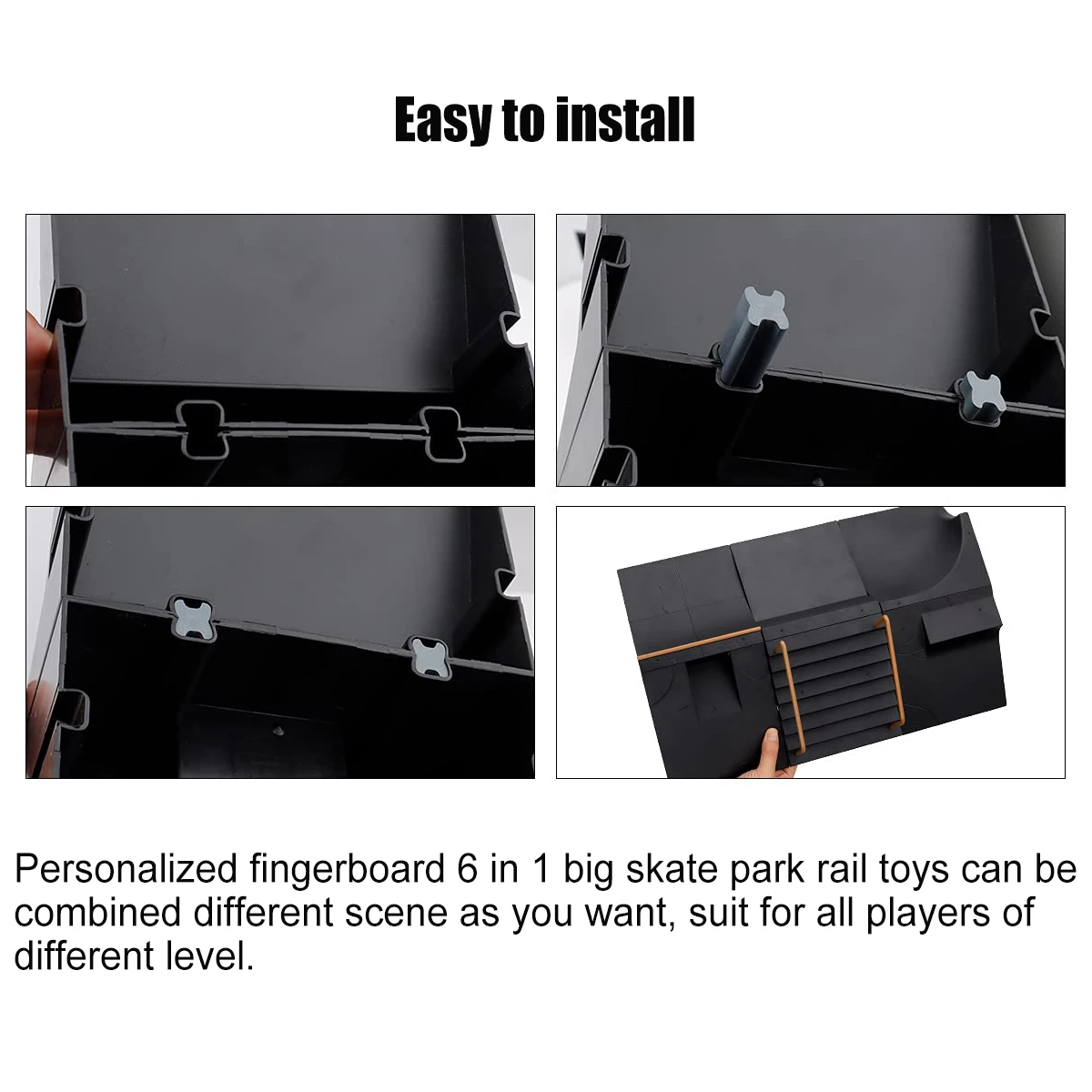 DIY Finger Skatepark Kit Mini Finger Skateboard Park Deck Rampe für Tech Practice Platform Stunt mit Kleidungsset