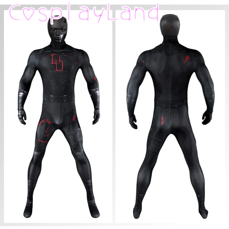

Elastic Matt Murdock Cosplay Black Zentai Suit 3D Printed Superhero Jumpsuit Outfit Reborn Halloween Comic Con Battle Suit