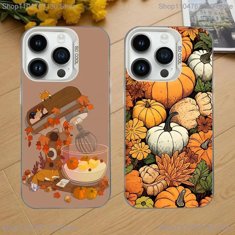 

Autumn Leaves Pumpkin Phone Case For iPhone 16,15,14,13,12,11,Mini,Pro,SE,MAX White Matte Shockproof Cover