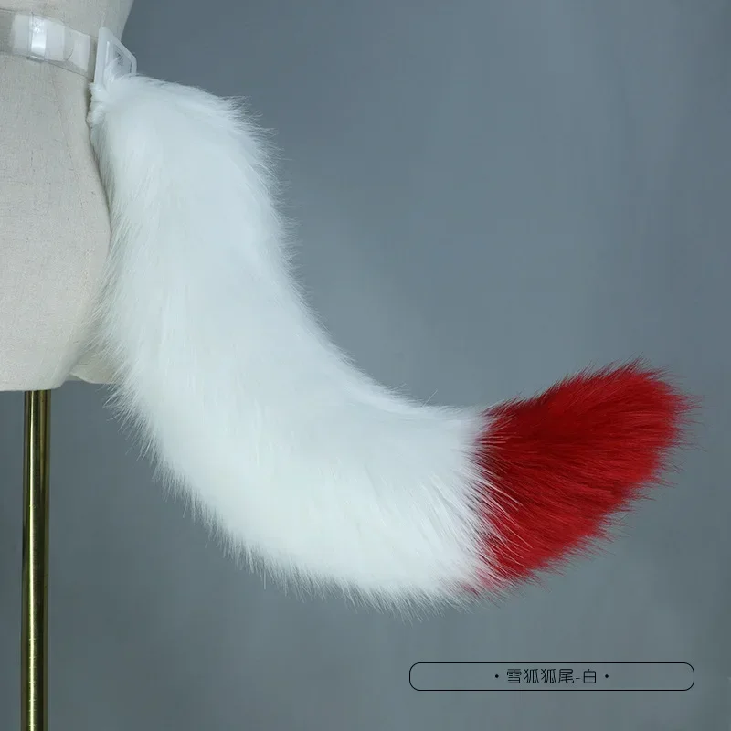 New Plush White Fox Anime Beast Ear and Tail Wolf Ear Cat Ear Headdress Headband Hand Made COSPLAY LOL Fox Ears Hair Accessories