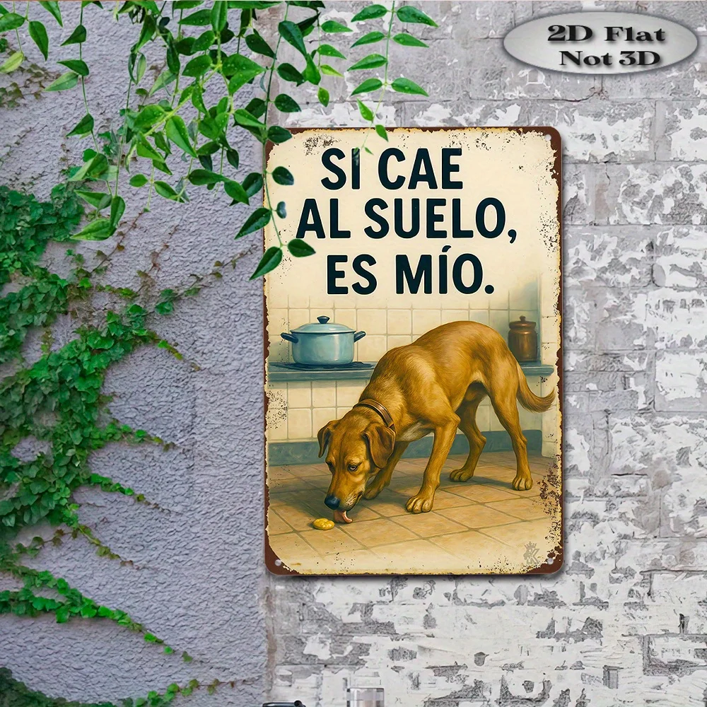 2D Flat Metal Wall Decor Kitchen Dog Art with Funny Spanish Slogan 