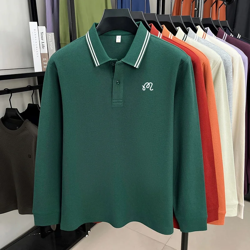 Exquisites Herren-Designer-Mode-Polohemd mit Revers und Print, 100% Baumwolle, Warn, Herbst-Frühling, Langarm-T-Shirt, Vielseitige Herrenbekleidung – Detail 5