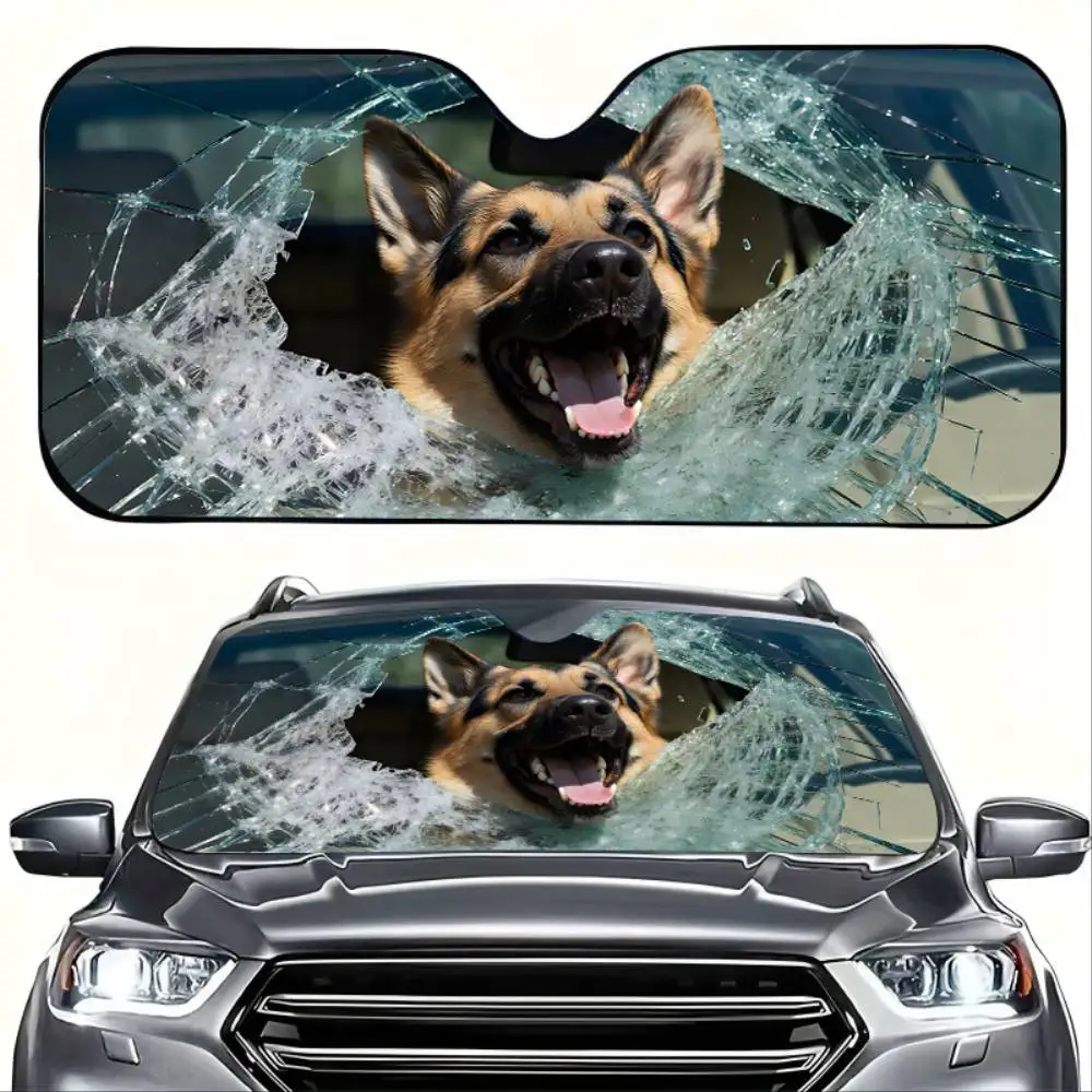 German Shepherd Print Car Windshield Sunshade Foldable Suction Cup Sun Visor Prevent Interior Temperature Rise