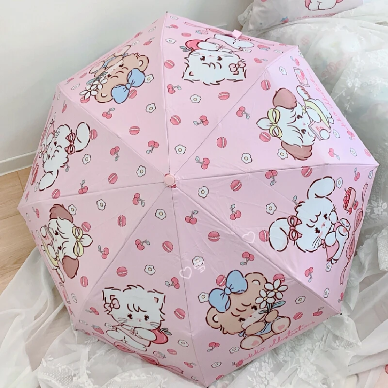 Anime Peripheral Mikko Series Automatic Umbrella Folding Umbrella Kawaii Mikko Printing Umbrella Rain And Shine For Girls Gifts