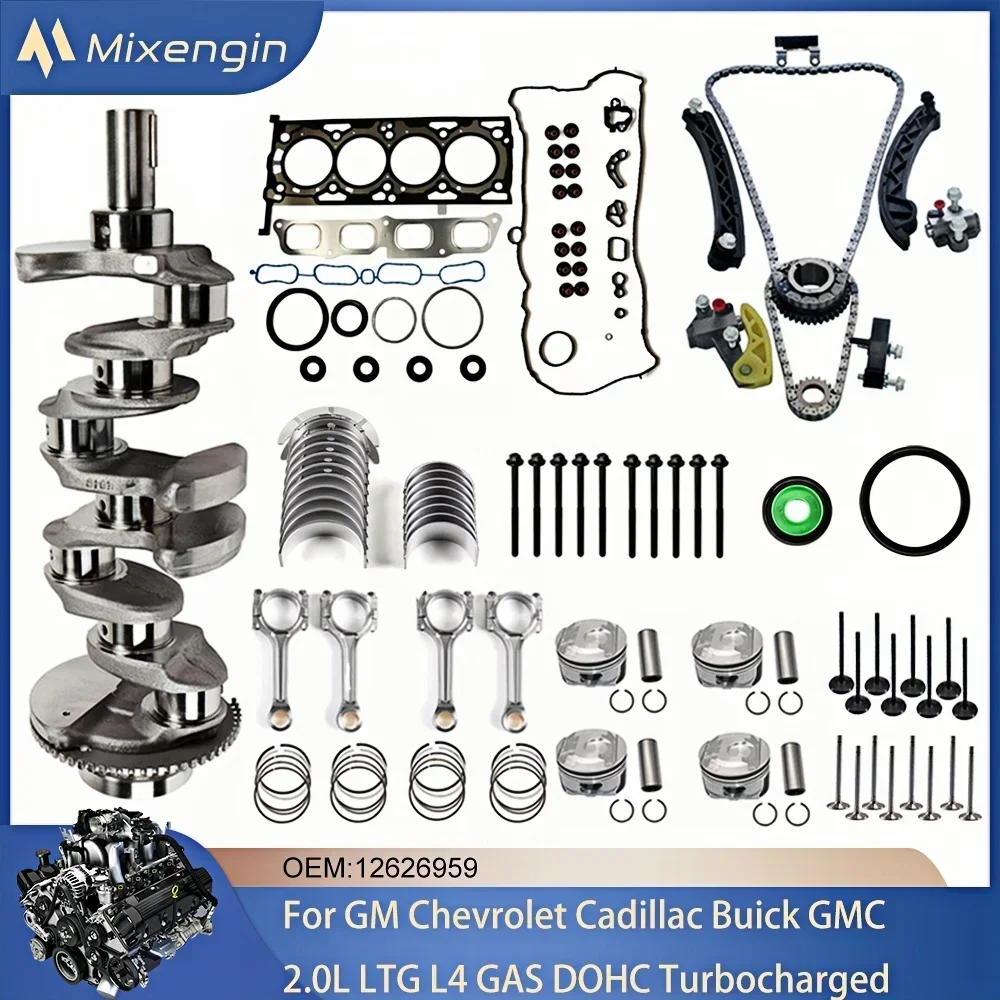 Engine Timing Chain Crankshaft Pistons Connecting rod Gasket valve Set Fit 2.0L GAS DOHC For Chevrolet Buick Cadillac GMC 12-22