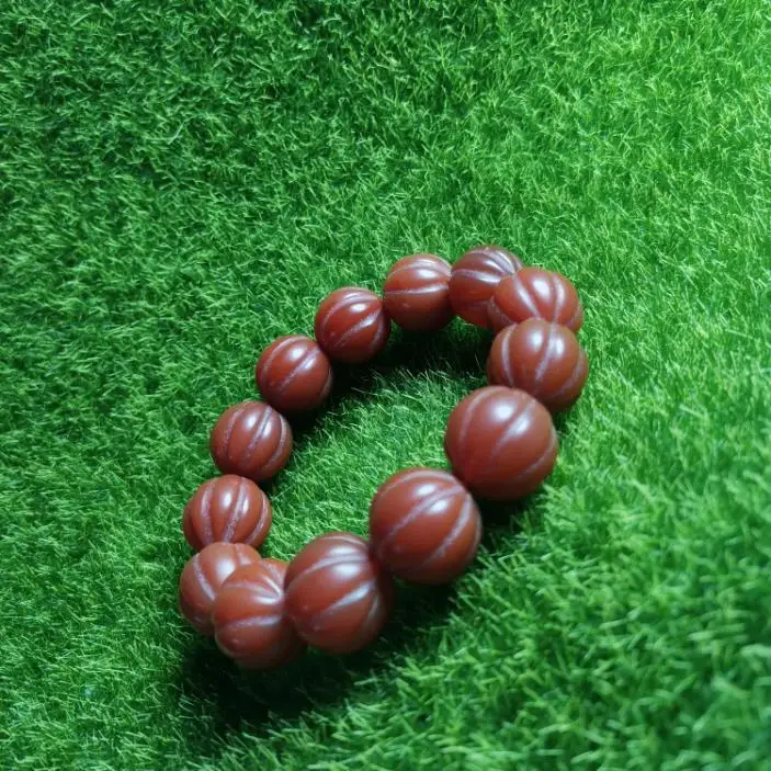 Natural Red Agate Pumpkin Bead Bracelet Popular Versatile Bracelet for Men and Women