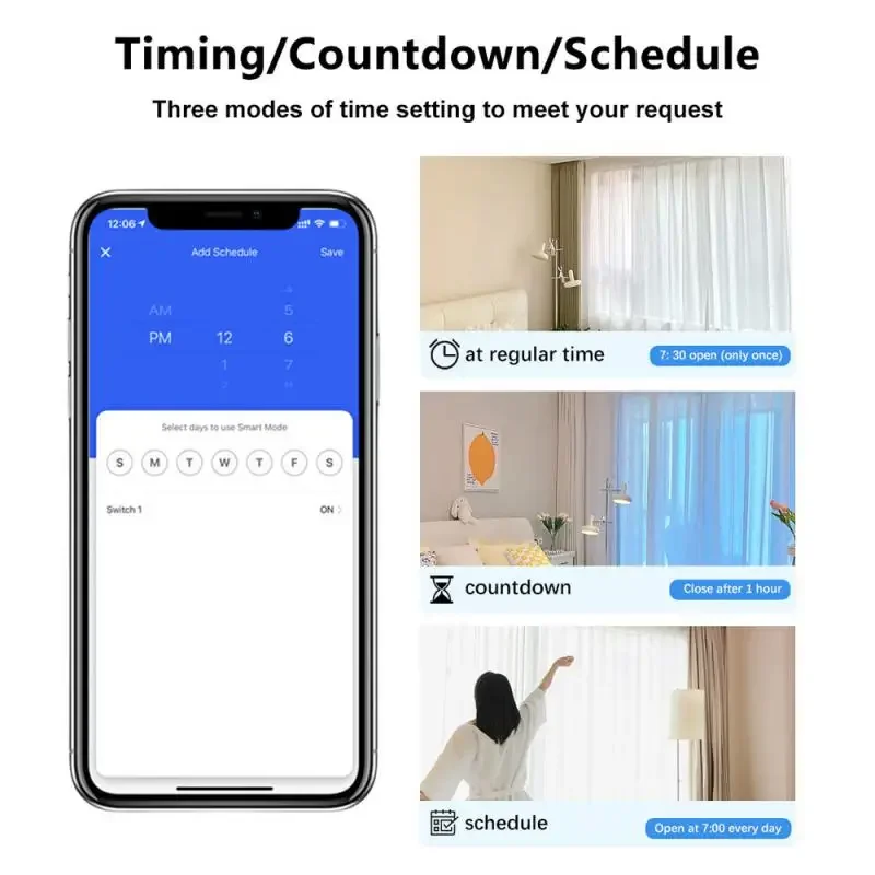 Tuya สวิตช์ม่านอัจฉริยะ Wi-Fi เชื่อมต่อโมดูลสวิตช์ม่านม้วน Motor listrik ชัตเตอร์ทำงานได้กับ Alexa Google Home Smart Life