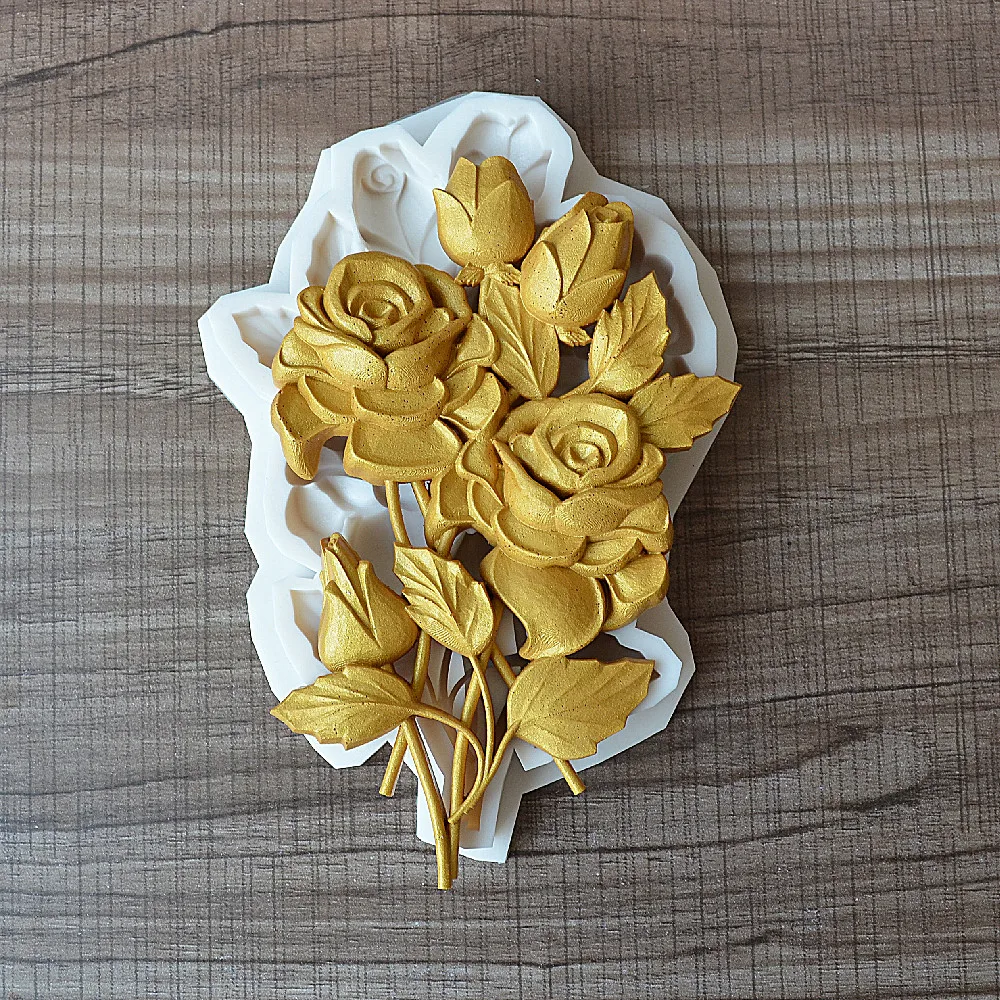 3D Rose Chocolate Candy Wedding Cake Decoration Tool Kitchen Baking Soft Candy Silicone Mold Fondant Mold