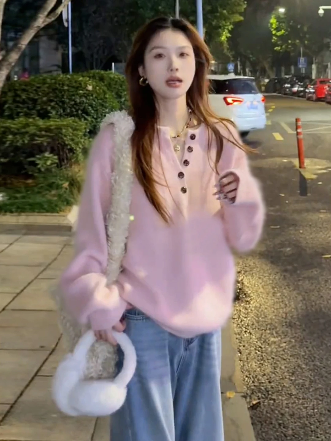 Pull tricoté rose doux pour femme, vêtement intérieur haut de gamme, couche de Base, Long, rond, automne hiver