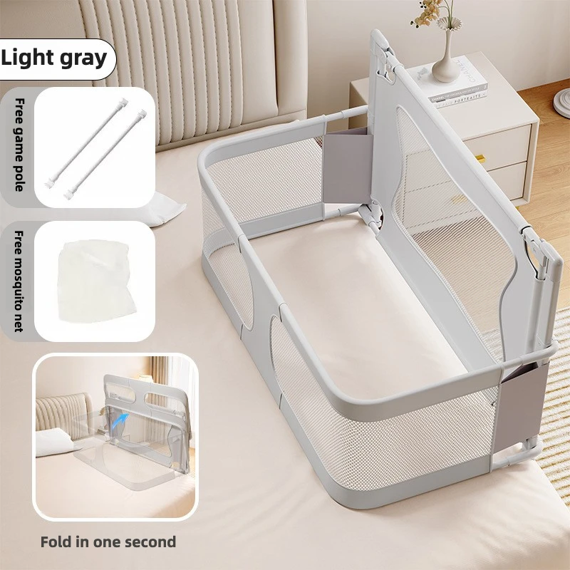 Breathable Mesh Bassinet - Portable Bedside Sleeper with Anti-Roll Design & Safety Rails, Foldable for Newborns & Travel