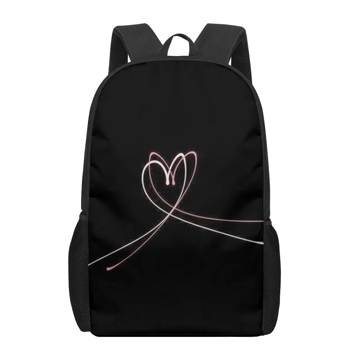 

Love Heart colourful rose School Bags 3D Print Kids Backpack Schoolbags Black Bookbags For Teenager Girls Boys Children Book Bag