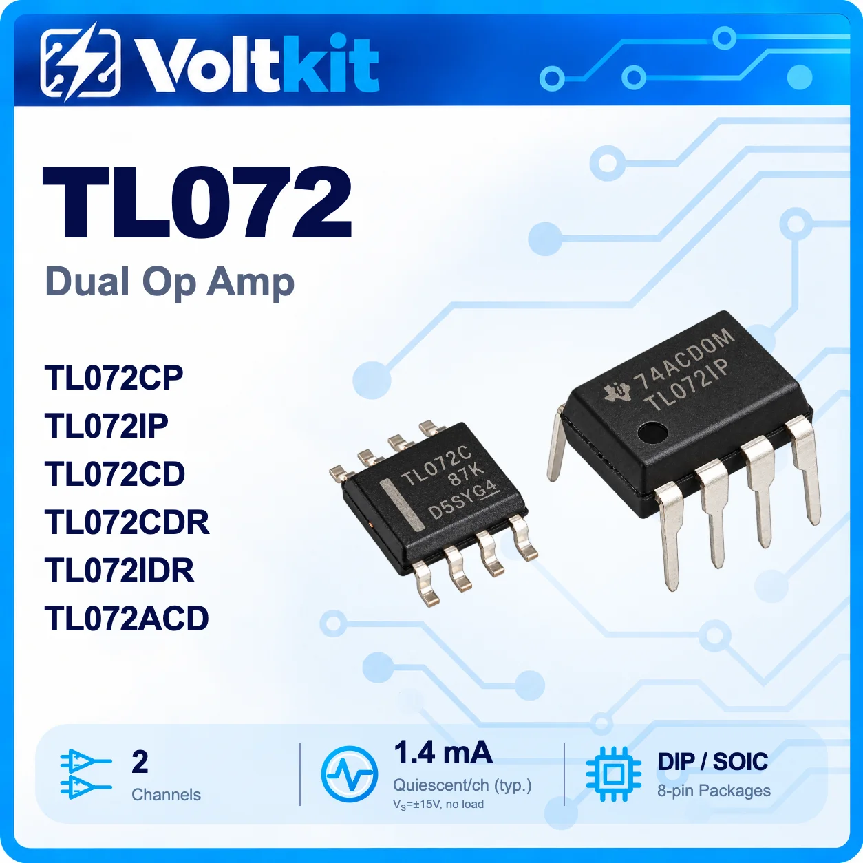 10PCS TL072 TL072CN TL072C TL072CP DIP-8 Operational Amplifier Op-Amp IC New Original In Stock Wholesale