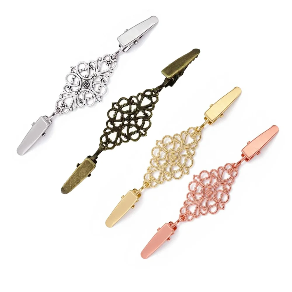 Retro Sweater Clips Fasteners Flower Pattern Cardigan Dress Shirts Collar Brooch Clips Back Cinch Clip for Women Girls Clothing