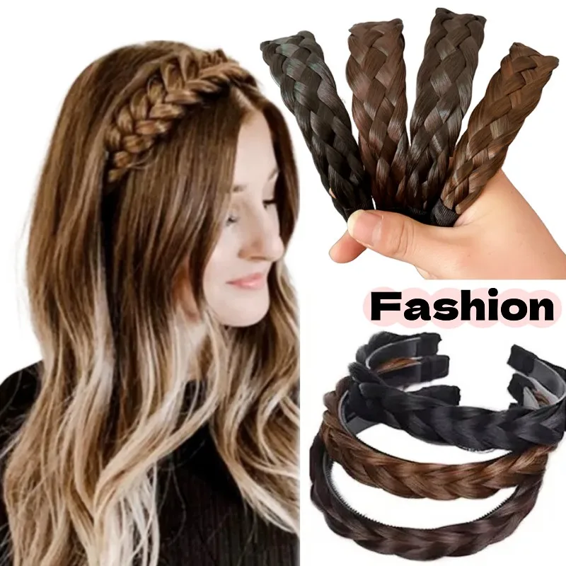 

Fashion Wig braid headband Women Synthetic Wig Twist Braided Hair Bands Girl Bohemian Head Hoop Fishbone Braids Hair Bands Decor
