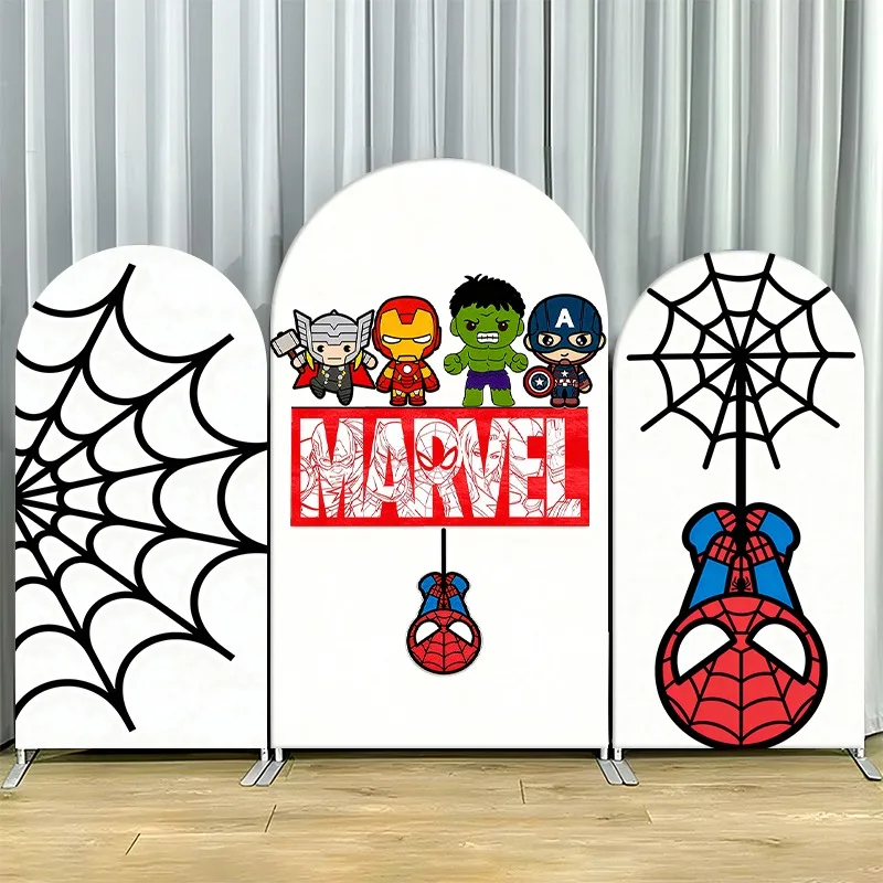 

Arch Backdrop Cover Single Side Marvel Spiderweb Superhero Party Decoration Photo Booth Background Props Event Supplies
