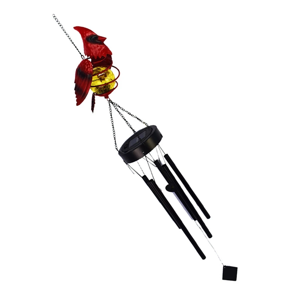

Red Bird Wind Chime Lamp Garden Decor for outside Outdoor Lights Chandelier Solar Chimes Outdoors Wrought Iron Cardinal
