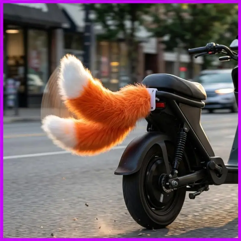 Electric Wagging Plush Tail for Car Decoration Remote Control Moving Tail Universal for Scooter Motorcycle