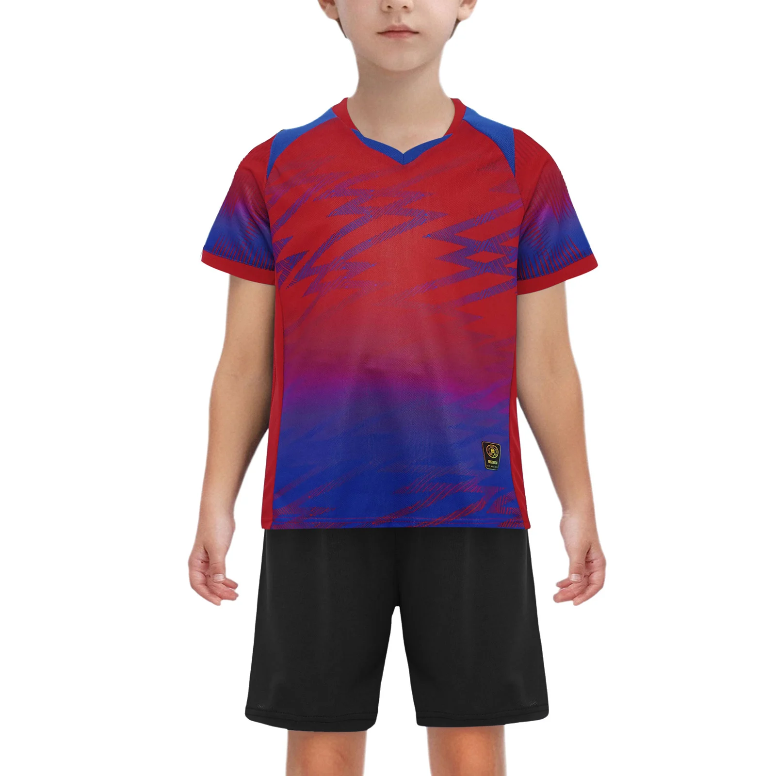 Set Olahraga Fashion Anak-anak Pakaian Olahraga Anak Laki-laki Seragam Latihan Sepak Bola Kaus Lengan Pendek Bernapas Cepat Kering dengan Celana Pendek Olahraga