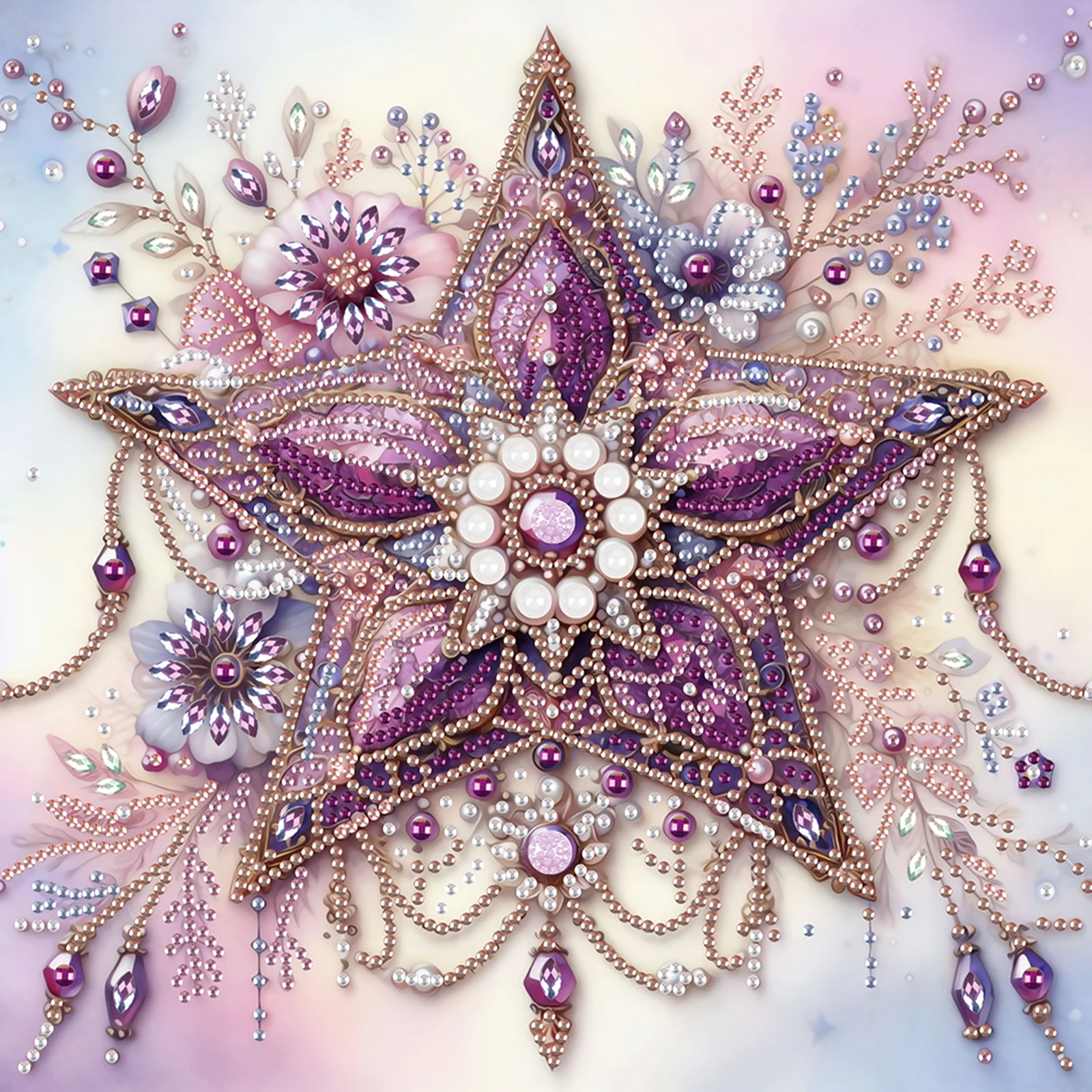Diamond Painting Kit for Adults,purple Starfish Special Shape Diamond for Beginner,Diamond Art Painting for Home Decoration Gift